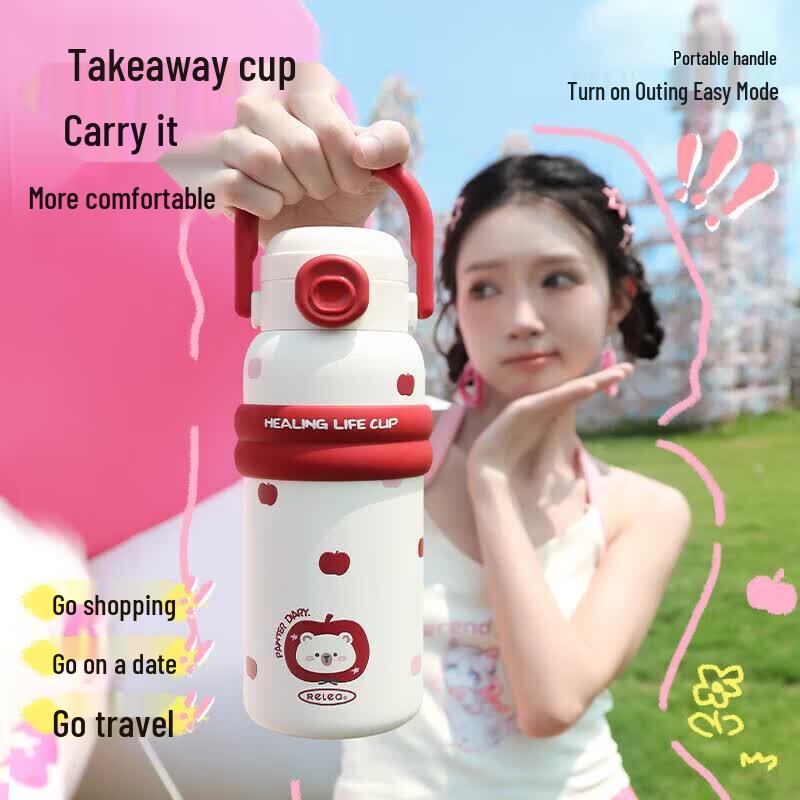 Wushengwu Cute Bear Kids 500ml Straw Water Bottle