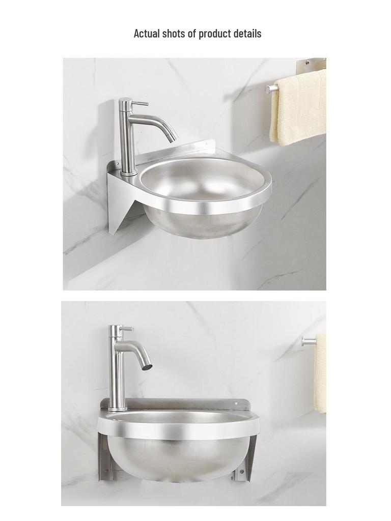 304 Stainless Steel Wall-Mounted Hand Wash Basin for Small Apartments