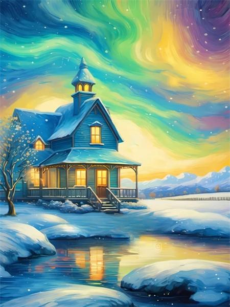 5D Diamond Painting House River Full Square Round Embroidery Fantasy Landscape Mosaic Home Decor