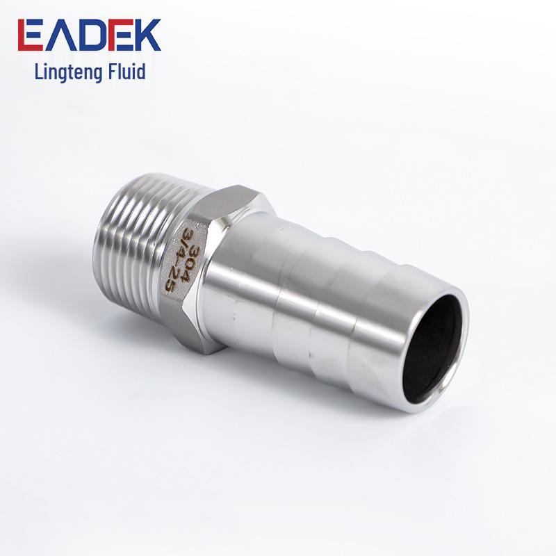 304 Stainless Steel Hex Thread Hose Connector with 316 Barb for Water Pipes