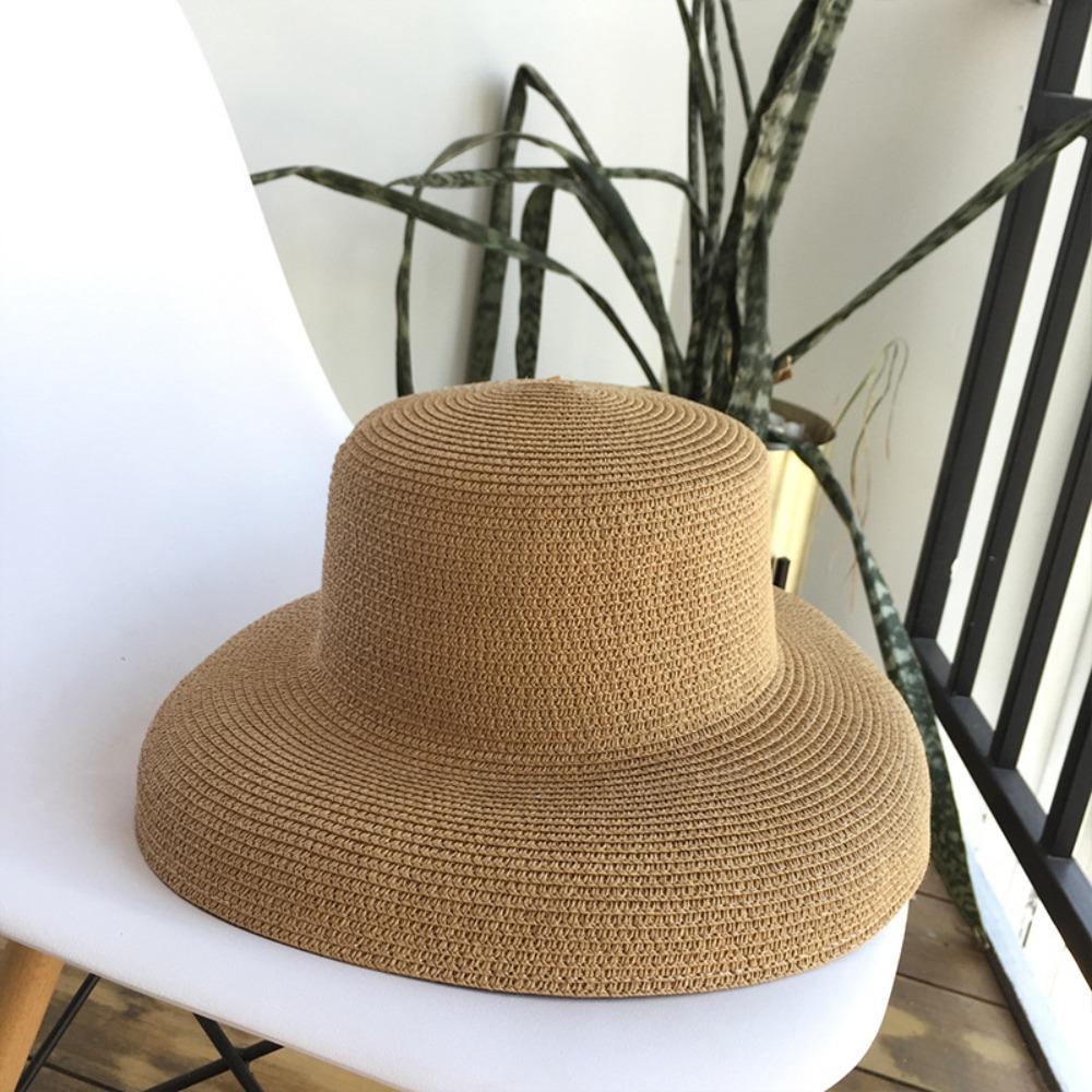 Big Brim Hepburn Wind Straw Hat Sunscreen Beachside Sun Hat bucket hat Summer Beach Hat  Climbing