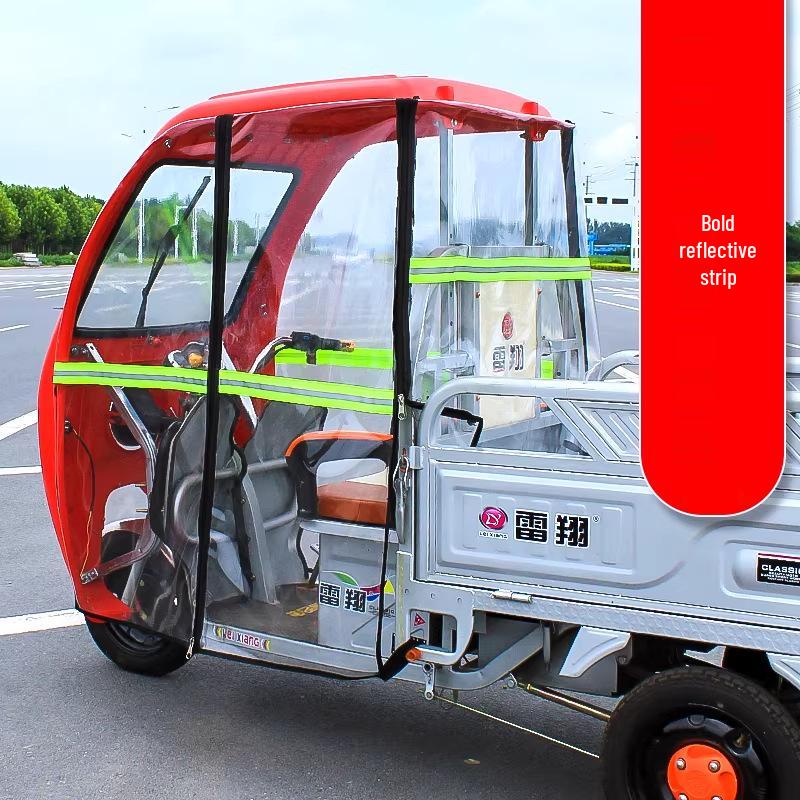 Electric Tricycle Rain & Wind Canopy with Warm Side Curtains for Autumn/Winter