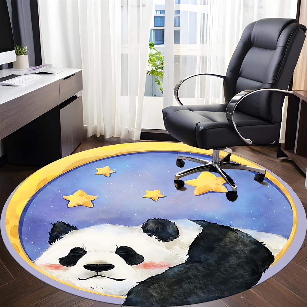 1pc Panda Moon Office Round Area Rug, Indoor Mat Suitable ForOffice, Under Office Chairs Bedroom Living Room Home Decor, Room Decot137