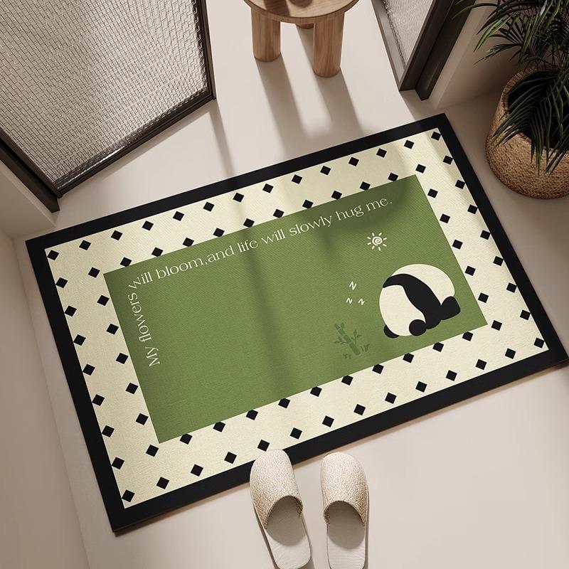 Panda Cartoon Kieselgur Saugmatte Badezimmerbodenmatte Toilettentürmatte Rutschfeste Fußmatte Eingangstürmatte