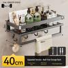 Space Aluminum Bathroom Shelf with Rod and Hooks