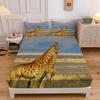 Giraffe Kids Fitted Sheet Single Size,Cute Giraffe Family Bed Cover with 1 Pillowcase 75*50,Cartoon Animal Theme Bedding Set