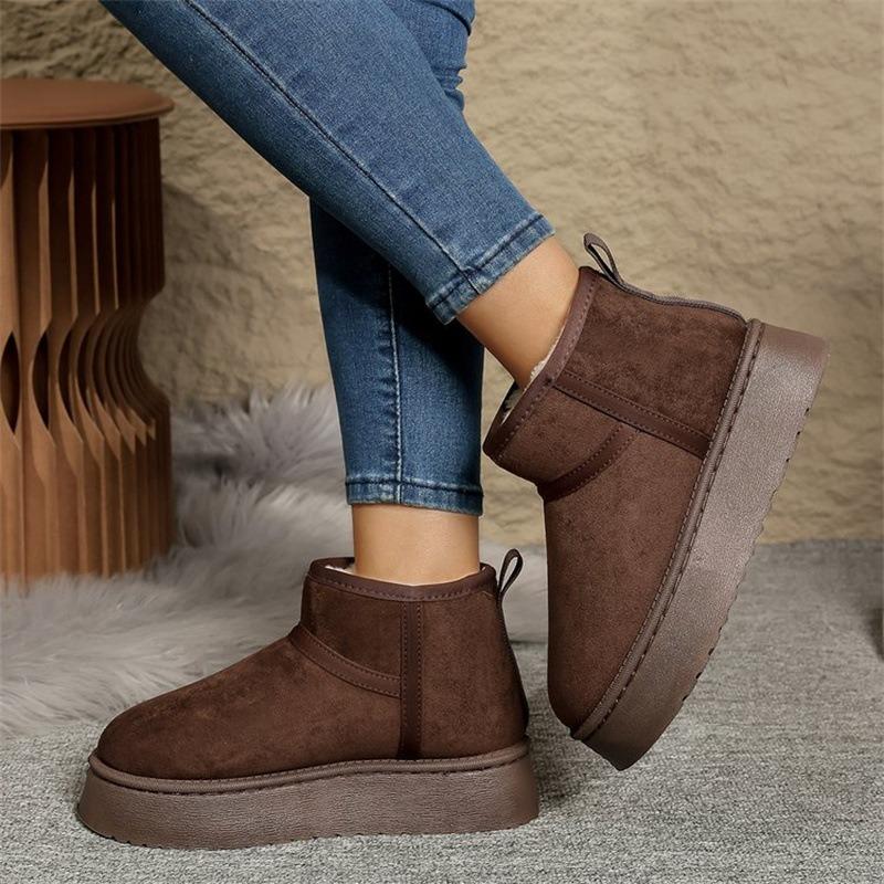 Women's EU‑Size Platform Snow Boots, Winter Fleece‑Lined Thickened Warm Cotton Shoes, New Anti‑Slip Winter Boots for Northeast Cold Weather