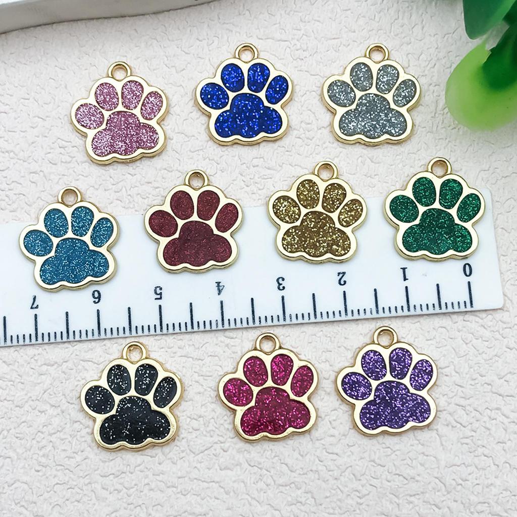 DIY Glitter Dog Paw Pendant: Alloy Drip Oil Jewelry for Pet Tags & Bracelets