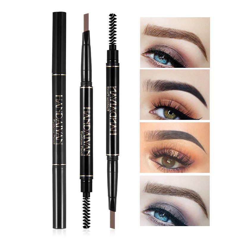 Double Eyebrow Pencil Five Automatic Rotating Color Waterproof Not Shading with Eyebrow Brush Triangle Three-dimensional Eyebrow Pencil