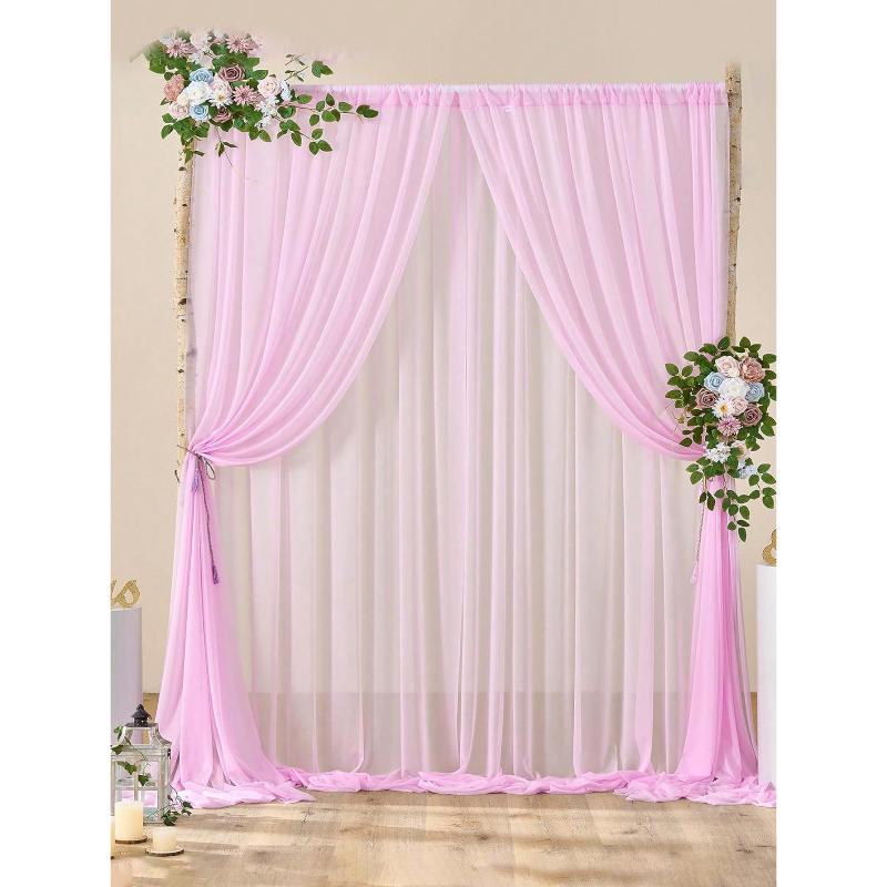 2pcs Pink Sheer Background Curtains Suitable for Parties, Weddings, Shower, Birthdays, Photo Booth Backdrop Decoration, Back To School Valentine Day