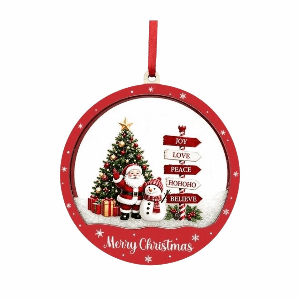 Flowing Snow Christmas Tree Ornaments Snowman House Xmas Hanging Pendant Transparent Acrylic Santa Claus Christmas Decorations
