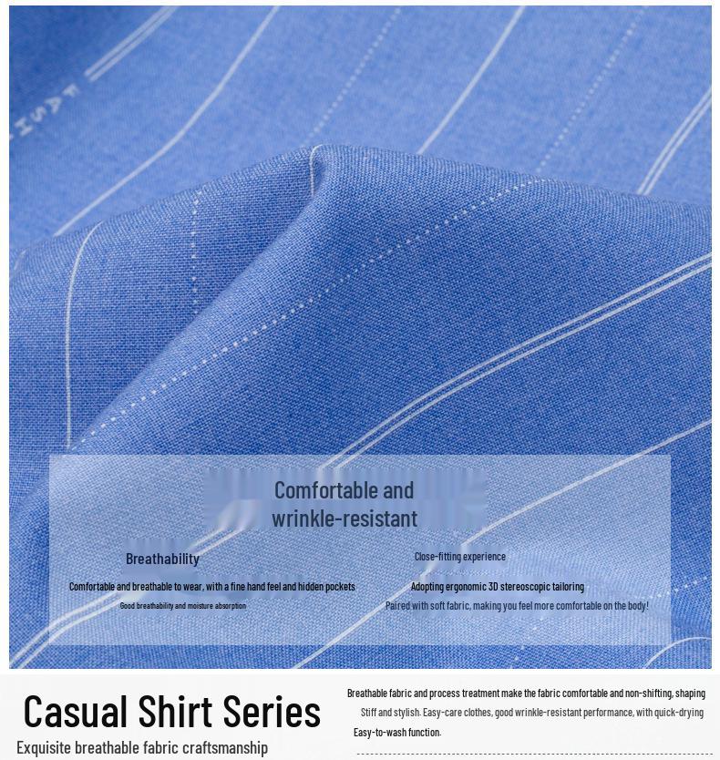 2025 Summer Men's Breathable Non-Iron Plaid Long Sleeve Shirt for Middle-Aged Dads