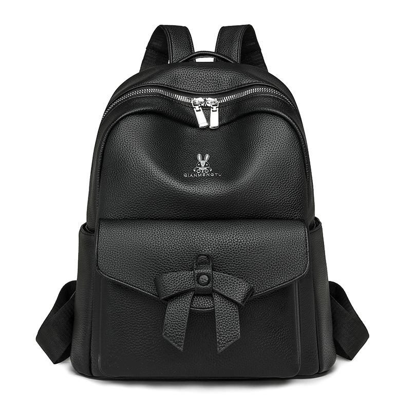 

Retro PU Small Backpack Women s Bow Backpack чорний