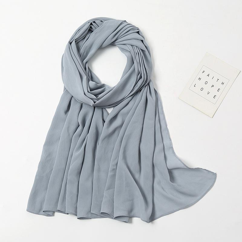 High Quantity Georgette Crepe Hijabs Crinkle Chiffon Scarf Women Muslim Headscarf Fashion Long Shawls Headband 180*70Cm