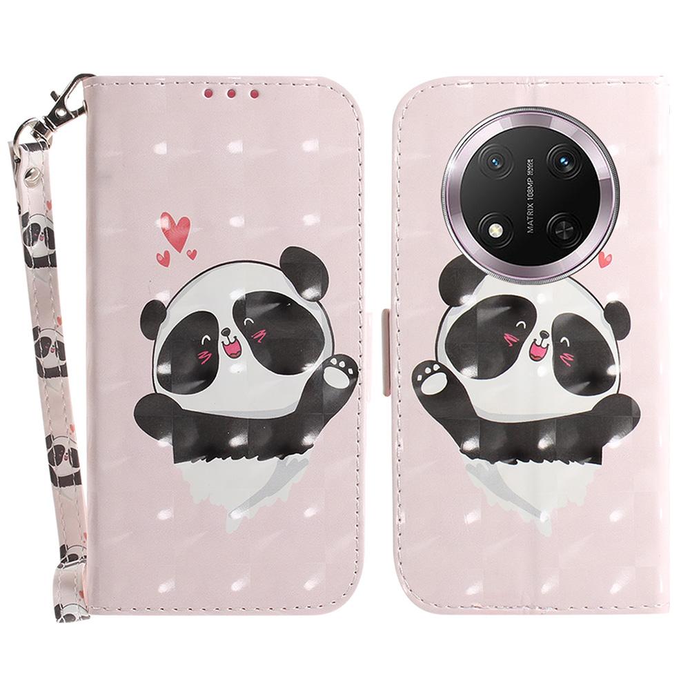 For Honor Magic7 Lite 5G/X9c 5G/X60 Pro 5G Case Pattern Printing Leather Wallet Phone Cover with Wrist Strap