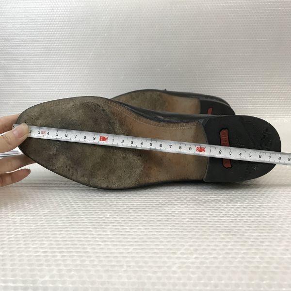 80s-90s Vintage Made In England Grenson Woven Leather Coin Loafer Moccasin 8 / 26.5cm / Black Dress Shoes(USED)