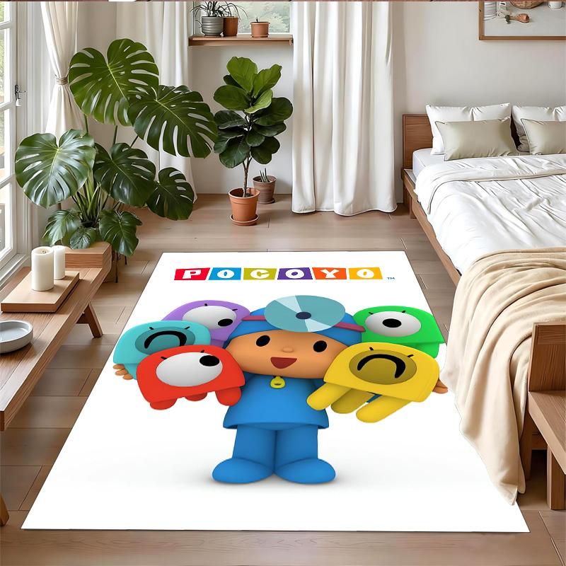 Anti‑Slip Crystal Velvet Floor Rug, Pocoyó cartoon Design Carpet for Indoor Living Bedroom Home Decoration