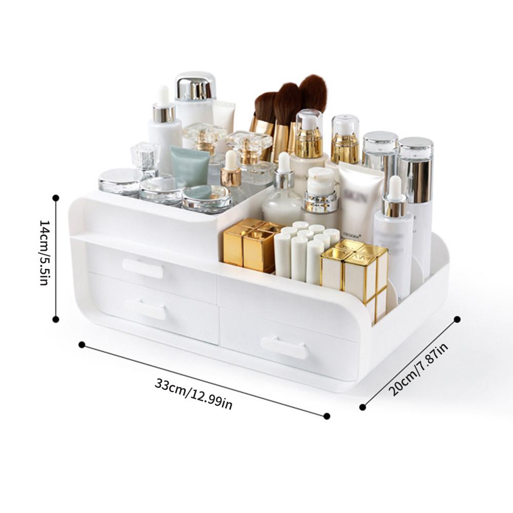 Household Cosmetics Storage Box, Desktop, Dresser Skin Care Products, Lipstick, Makeup Brush Cleaning Dustproof Drawer, White