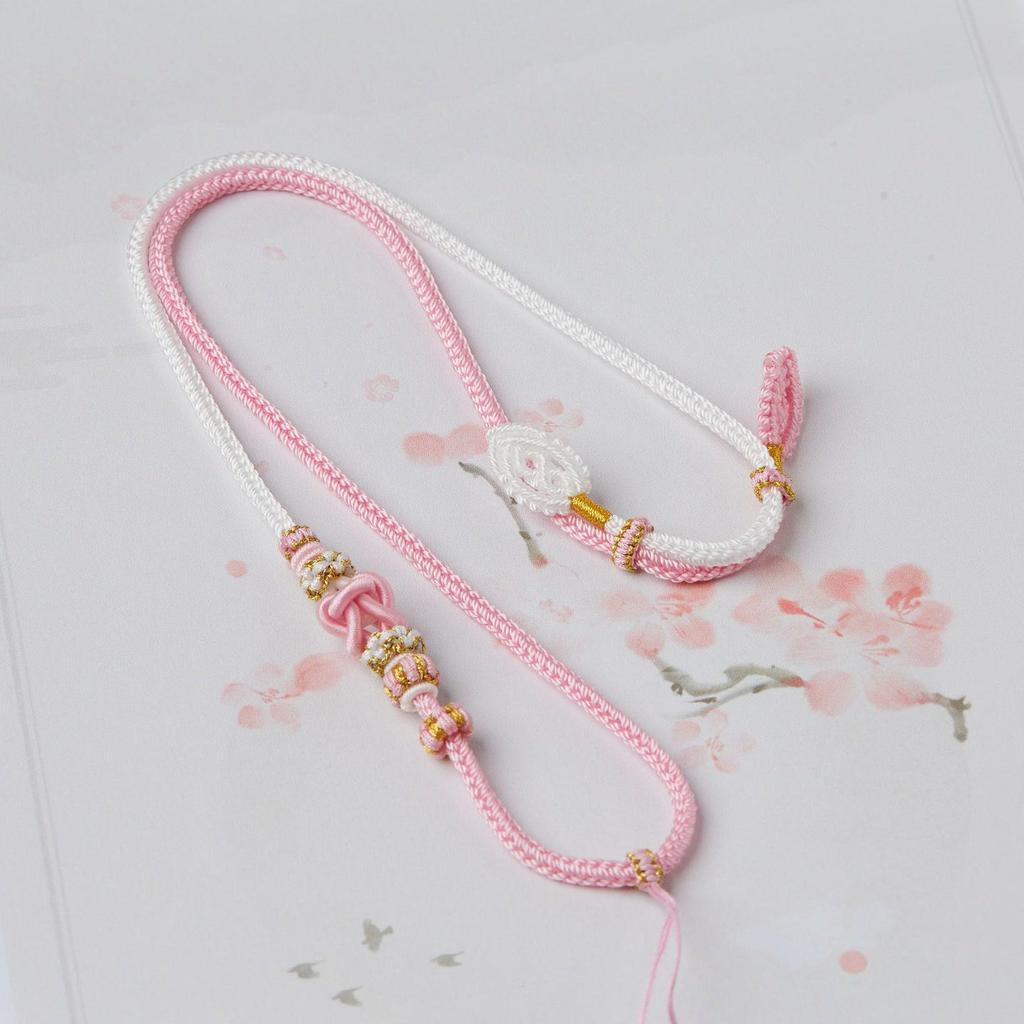 Hand-Woven Peach Blossom Knot Necklace Cord with Four-Strand Braid for Men and Women
