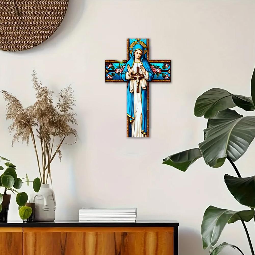 Antiker Holzkreuz Wandkreuz Heimdeko Für Flurwände 30x20cm Flach 2D Holzkreuz Jesus Christlicher Gläubiger Familien Dekora Q0U9