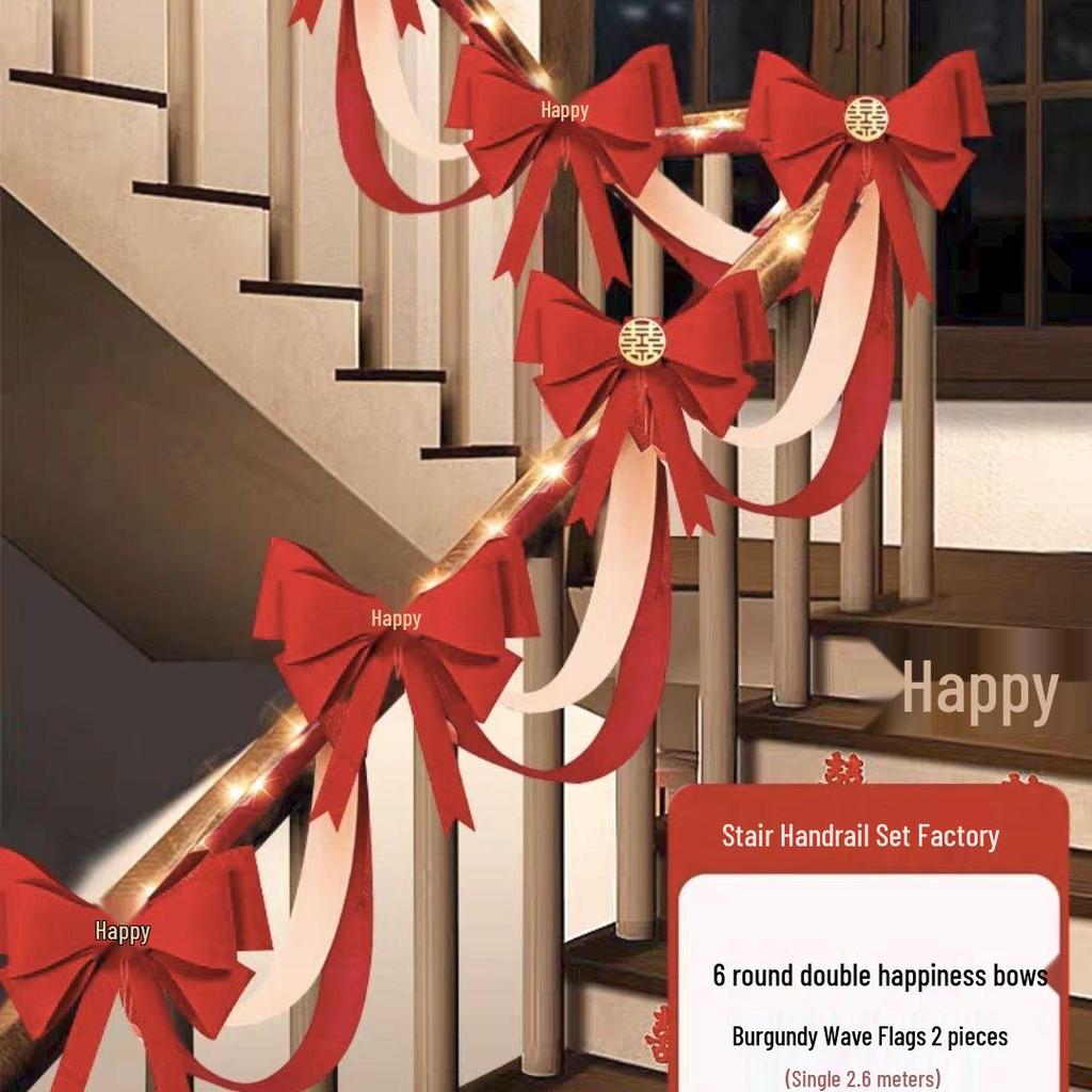 Wedding Stair Railing Decoration Package with Balloons and Flowers: Full Set for Handrail and Escalator