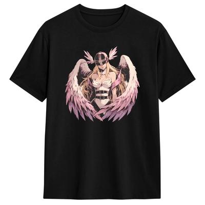 Full Body Angewomon Holy Warrior Art T Shirt Men's  100% Cotton Humor T-Shirt O Neck  Tee Shirt Short Sleeve Tops Plus Size