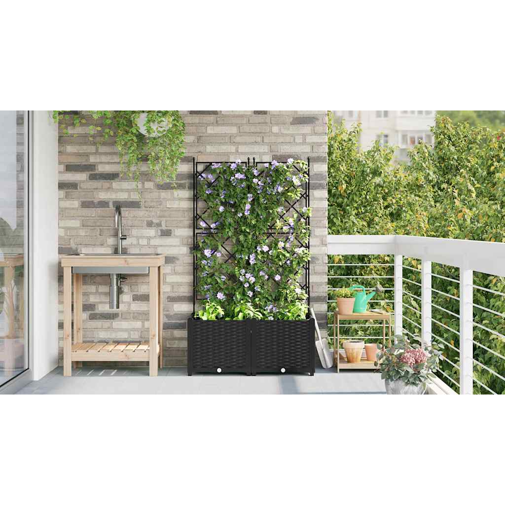 Garden Planter 2 pcs Black 80 x 40 x 143 cm Plastic