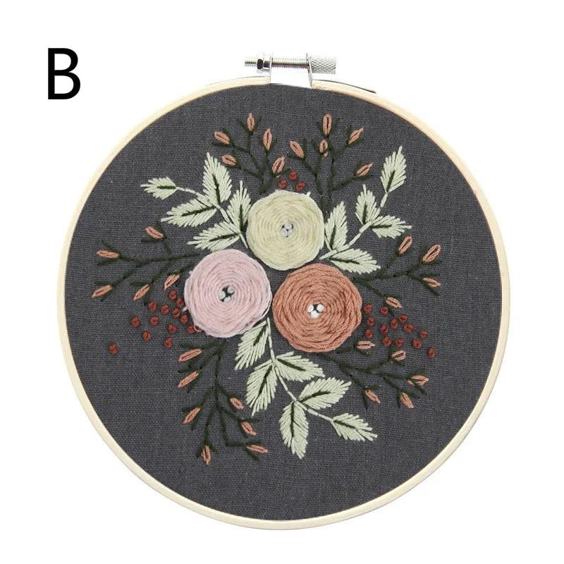 DIY Embroidery Flower Handwork Needlework for Beginner Cross Stitch Kit Ribbon Painting Embroidery Home Decoration