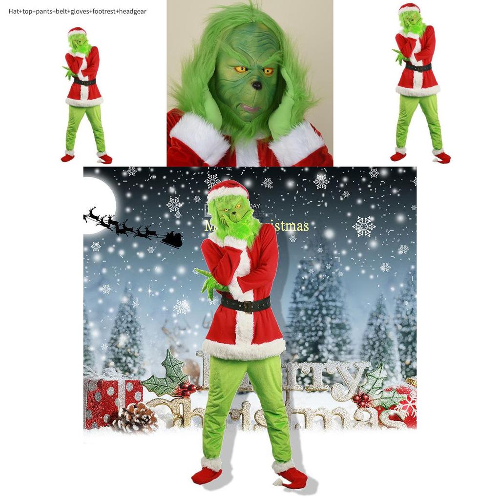 Halloween And Christmas Grinch Stole Christ Cosplay Costume Accessory Set For Party Wear