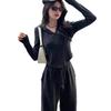 Autumn/Winter Korean Style Slim Wide-Leg Pants & Sports Top Set for Women - Waist-Cinching Fashionable Two-Piece