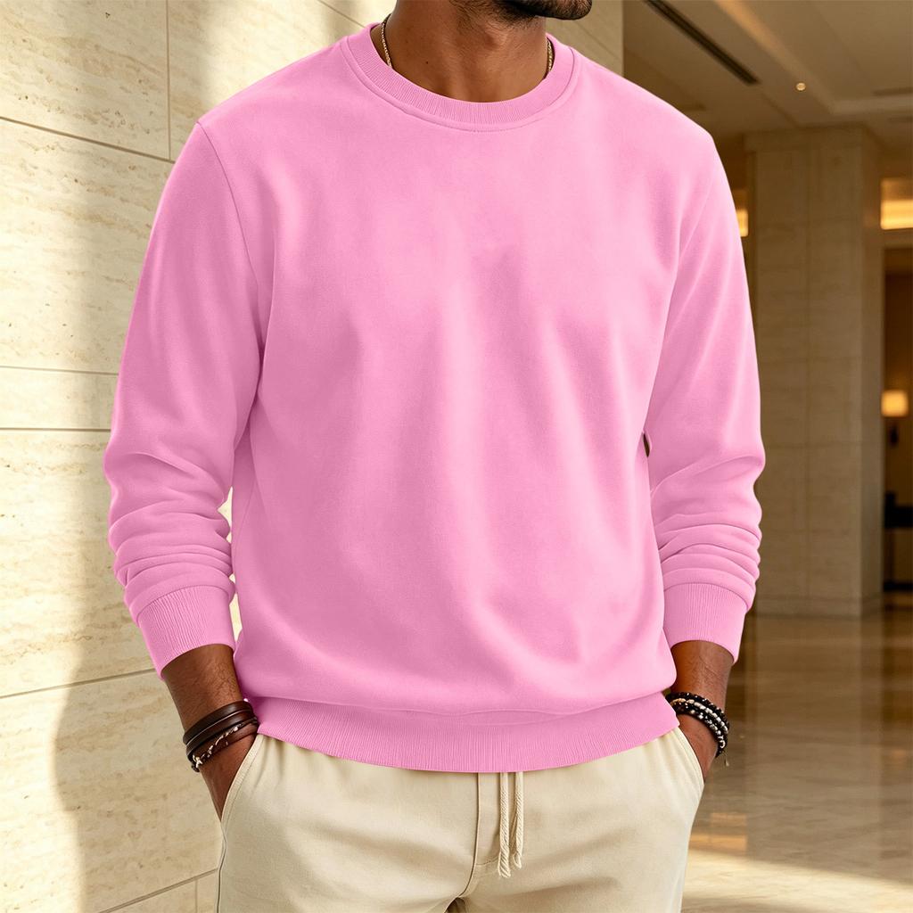 Heren Sweatshirt met Voering en Ronde Hals Casual Kleur Pullover