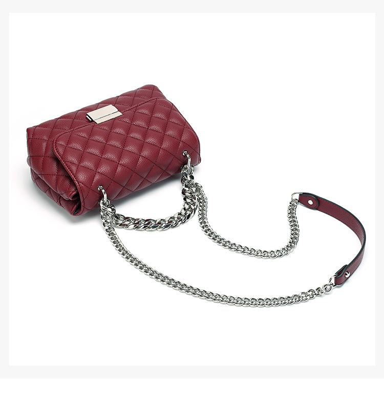 Korean Soft Leather Diamond Chain Crossbody Bag - Women's Trendy, All-Match, Small Square Design with Lock