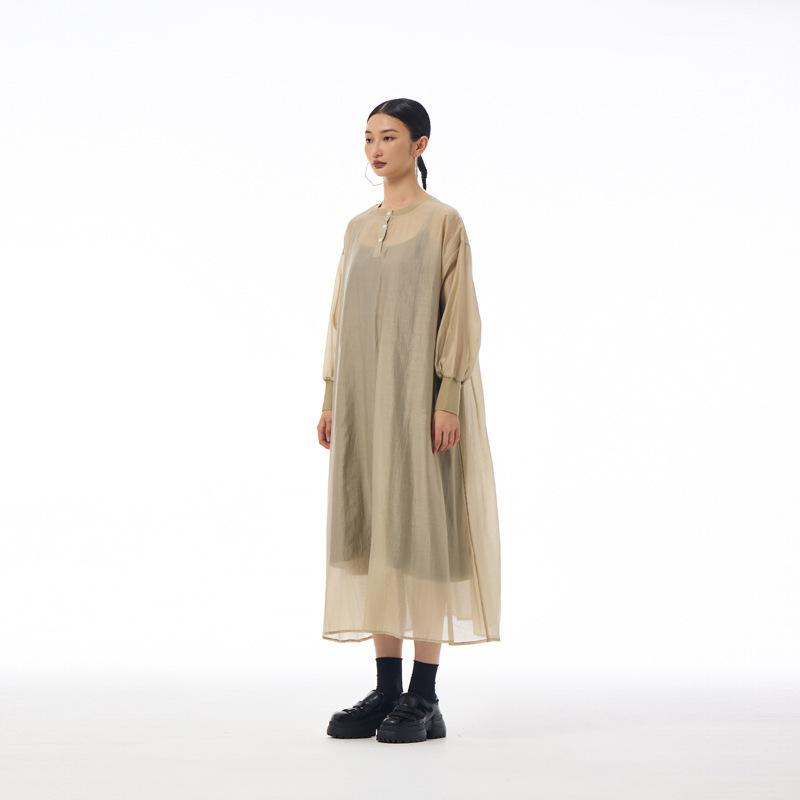 Original high-end loose early autumn Korean long-sleeved dress spring and autumn new loose niche foreign style shirt skirt
