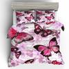 Butterfly Bedding Set 3D Flower Duvet Cover Quilt Cover with Zipper Queen Double Microfiber Comforter Set Kid Girl ChristmasGift