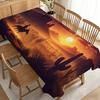 Westliche Wüsten-Tischdecke Geeignet für Partys im Western-Thema & Tischdekoration - Runde Cowboy-Kaktus-Tischabdeckung mit Orangem Himmel, Langlebige Tischdecke für