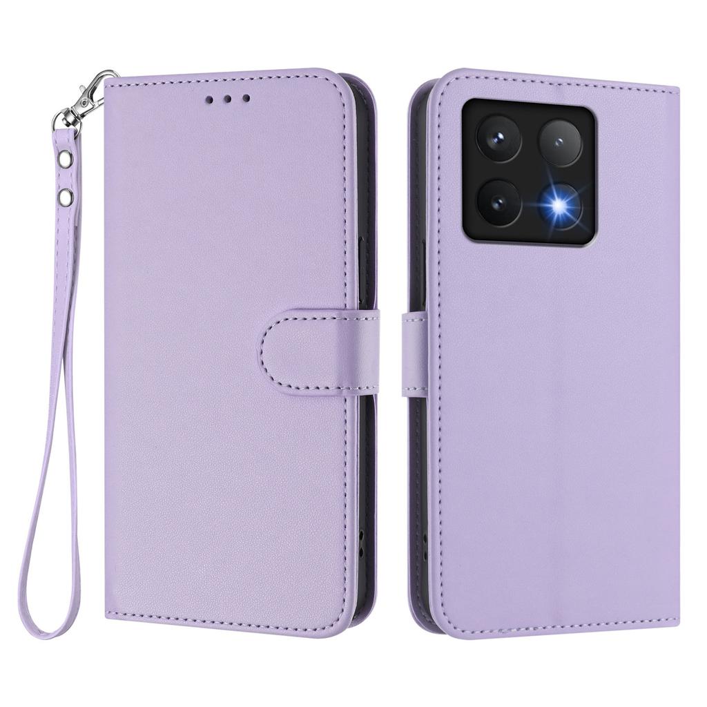 For Xiaomi 14T Leather Case Wallet Stand Phone Cover with Wrist Strap