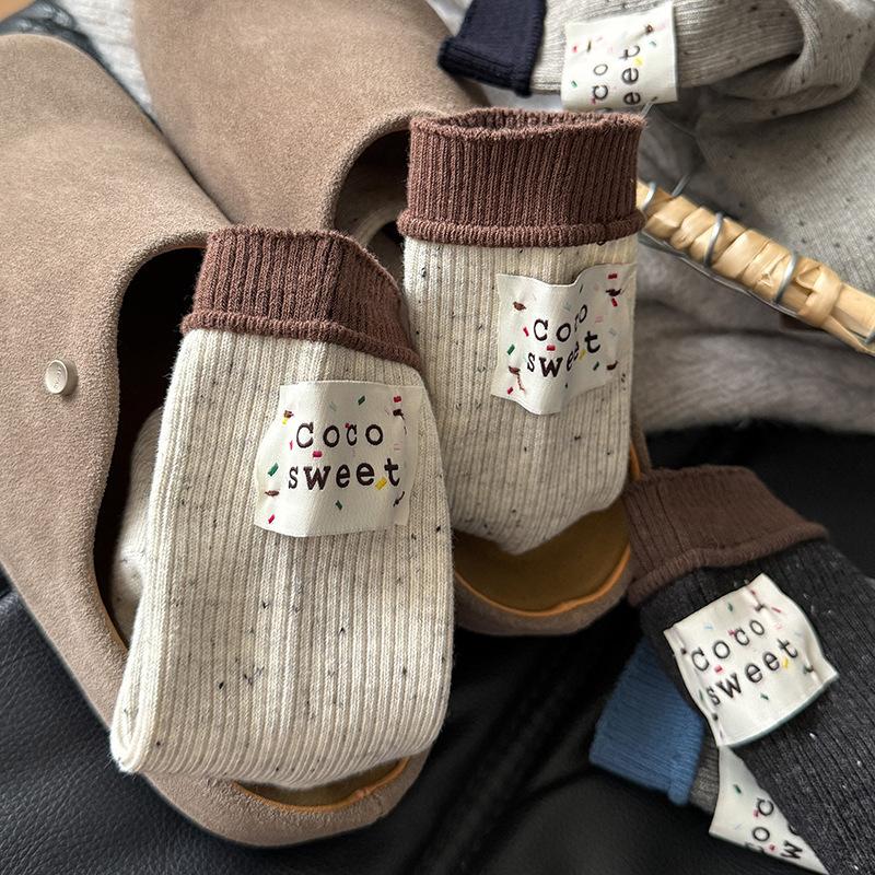 Women's New Fall Color Heel Cloth Mark Point Yarn Thick Needle Cylinder Pile Socks