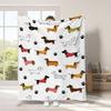 1 Pc Flannel Throw Blanket Cute Dachshund & Paw Print Soft Naptime Blanket All-Season Throw for Pet Lover Sofa Bed Decor Gift