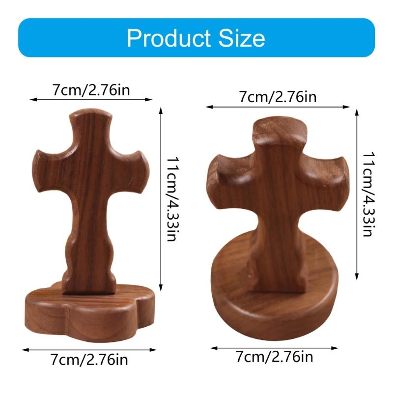 Natürliches Walnussholz Religiöses Stehkreuz Ornament mit abnehmbarem magnetischem Ständer Kirche Zuhause Ostern Glaube Handwerk