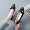 Shoes for Women Slip-on Pearl Low Heel Elegant Pointed Toe Woman Flats Stylish Lastest Genuine Mark Offer Korean Style Promotion