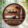 Metal Wall Art Decor: Creative Circular Sign for Home Bathroom Poster