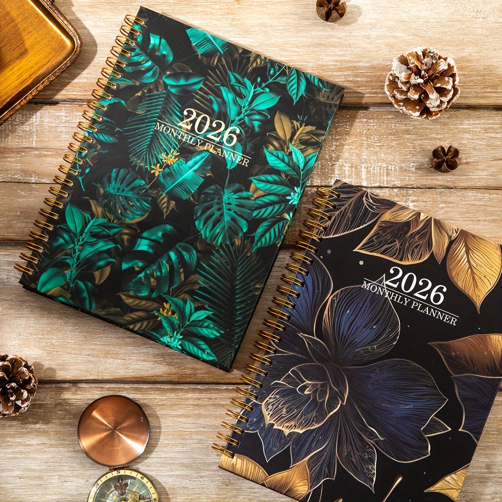 2026 Notebook - Weekly and Monthly Calendar Organizer with Stickers, Flower Design - Suitable for Home, Office, School