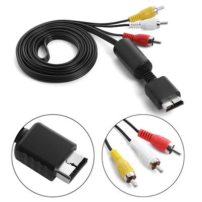 TV Adapter Black AV Cord Video/Audio Cable Flat 3 RCA