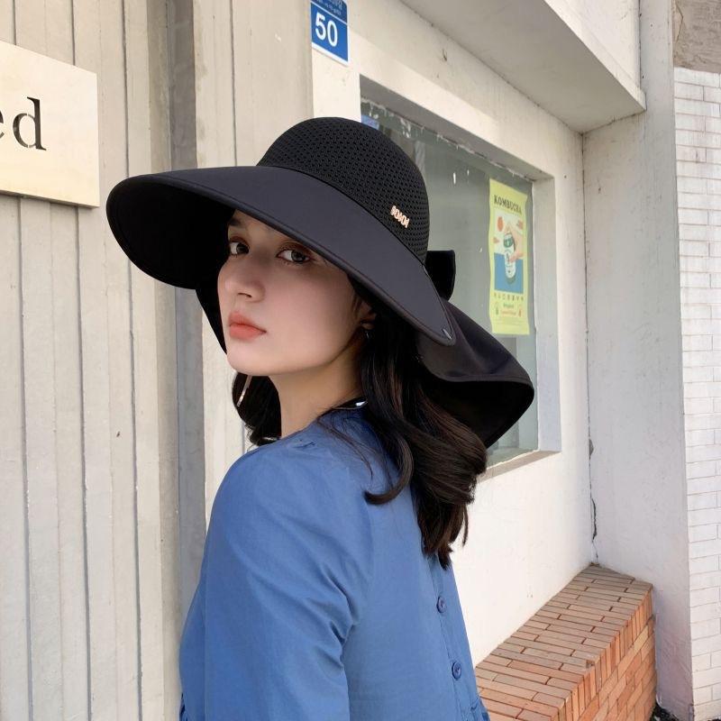 Flat-top straw hat women's straw top hat, new summer big-brimmed sun hat, seaside vacation sun hat