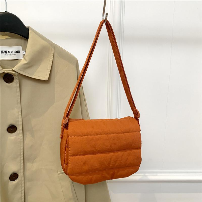 Casual Small Square Crossbody Bag for Women Minimalist Solid Color Shoulder Bag Soft Flap Purse