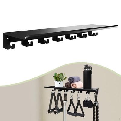 Prateleira Compatível com Acessórios Tonal Rack de Armazenamento de Equipamentos de Treino Ganchos Preto Academia em Casa