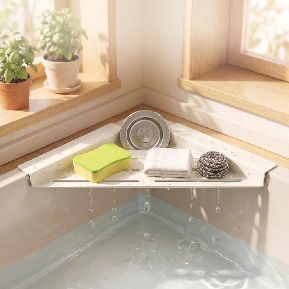 Quick Water Drainage Sink Sponge Holder Carbon Steel Dish Drying Rack  Laundry Room