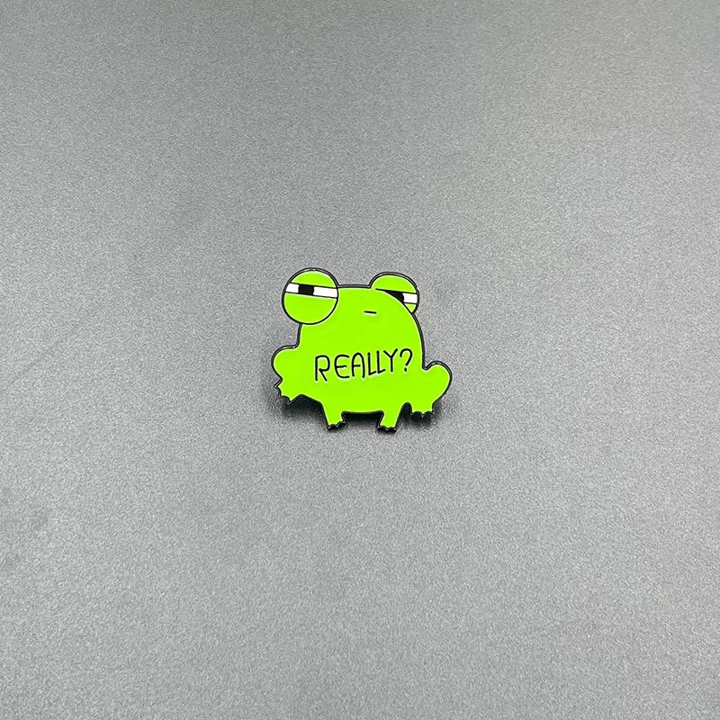 Creative Green Frog Cartoon Brooch - Funny Metal Badge
