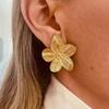 1PAIR Fashion INS Exaggerated Gold Big Flower Stud Earrings, European and American High-end Metal Hot-selling Explosive Earrings