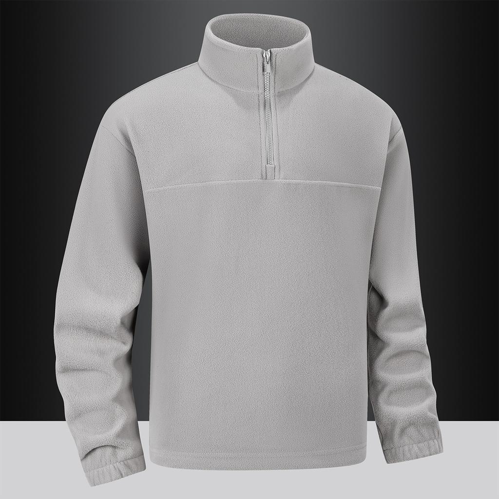Fleece Fleece Hoodie Men's Solid Color Half Zipper Fleece Jacket Stand Collar Jacket